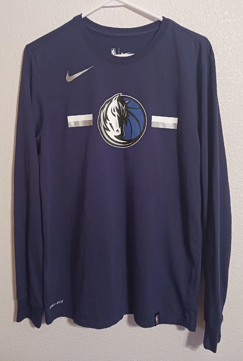 Dallas Mavericks Nike NBA Dri-Fit Long Sleeve Shirt Men's Navy Blue Sz  Medium 1