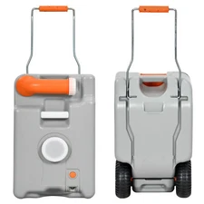 Portable RV Waste Tank 6.6 Gallon Tote Grey Water Holding Camper Dump Sewer