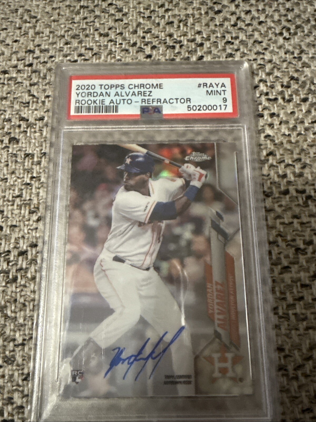 2020 Topps Chrome Yordan Alvarez #RAYA Rookie Refractor Auto /499 PSA 9 Astros