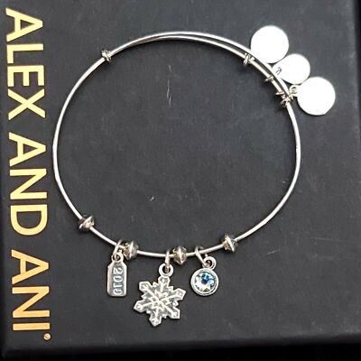 Alex And Ani Snowflake Trio 2019 Charm Bracelet