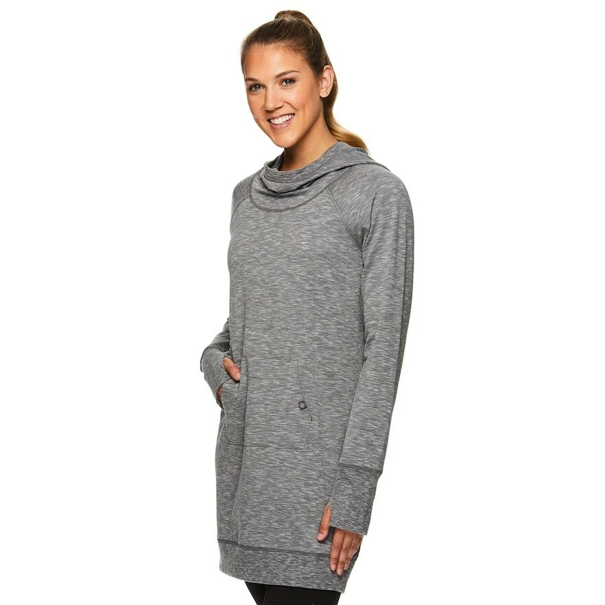 Gaiam NWT XS S M Women's Gaiam Serene Fleece Active Yoga Dress Flint Gray