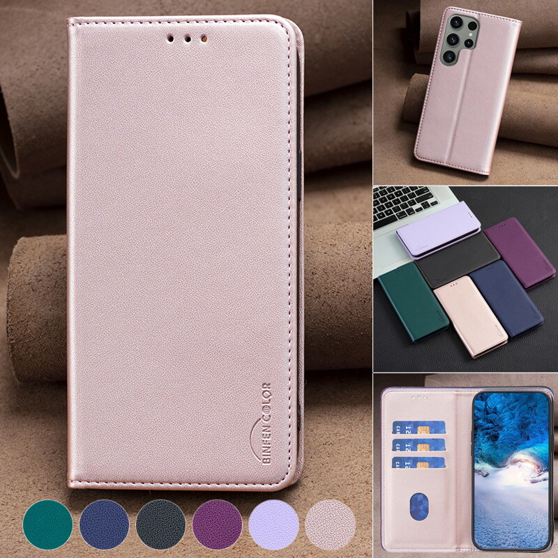 For Samsung S23 Ultra S22 Plus S21 A54 A34 Flip Leather Card Pocket Case Cover-image