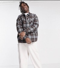 Sixth June Mens Oversized Tartan Relaxed Jacket In Brown Medium