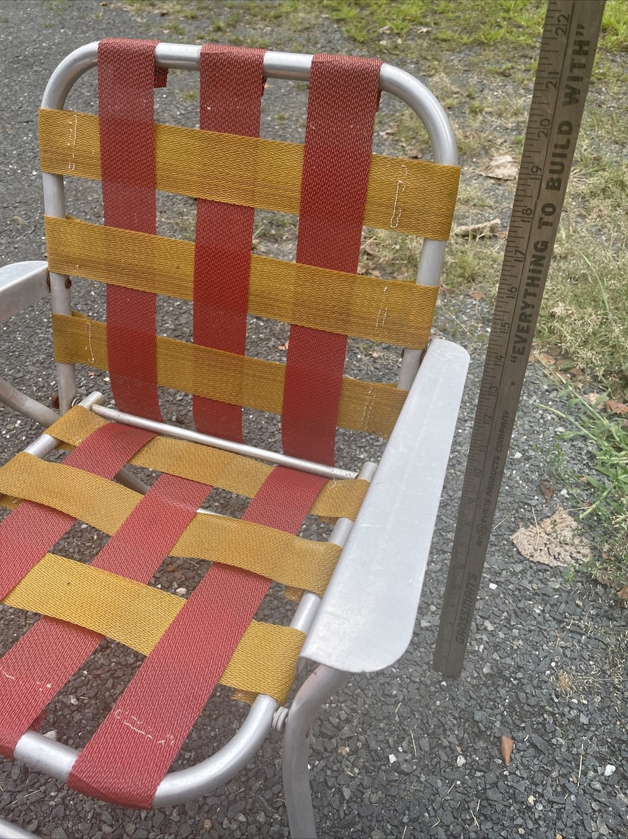 Vintage Child's Aluminum Webbed Folding Lawn Chair - Orange | eBay