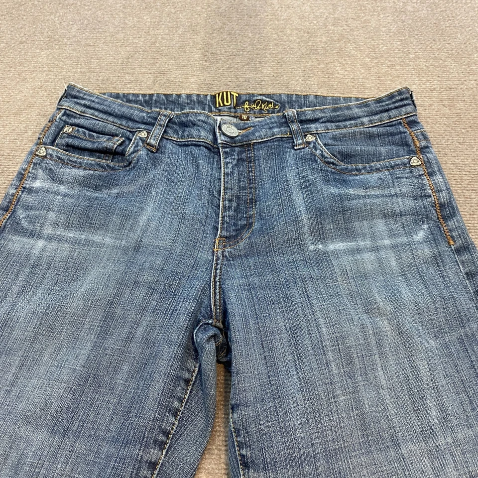 KUT from the Kloth Jeans Womens 10 Blue Stretch Thick Stitch Y2K Western Bootcut - Image 2 of 4