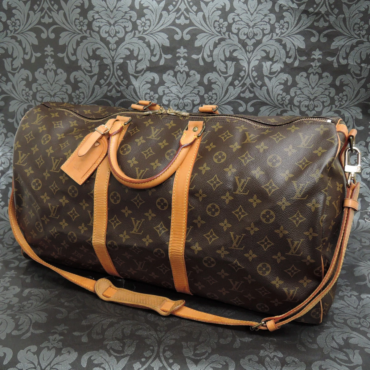 LOUIS VUITTON MONOGRAM KEEPALL 55 Travel Strap Bag 407 Rise on