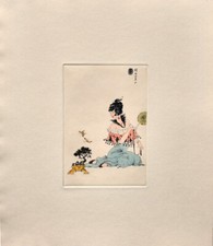 stampa al torchio incisione acquarellata oriente cm 32x38