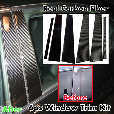 Window Pillar Panel Cover 6pc Real Carbon Fiber Fits 08-13 Lancer Evolution X 10
