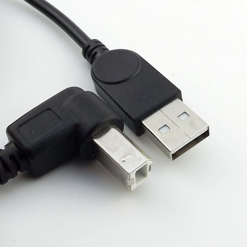 Black USB 2.0 Type A Male to B Male Up Angled Scanner Printer Cable Cord 3FT/1M - Image 2 of 4