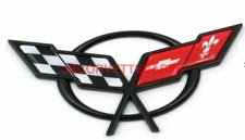  97-04 Chevrolet Corvette Front Bumper Cross Flags Emblem Badge NEW REPRO