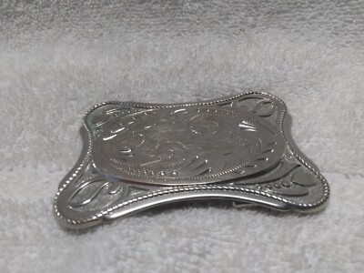 Silver Wide Flower Filigree Engraved Western Belt Buckle  display picture 1