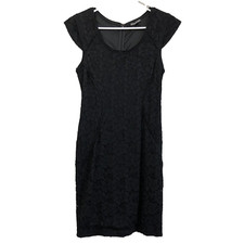Express Sheath Dress Size 4 Black Lace Overlay Lined Stretch Zip Career Evening