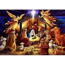 Christian Diamond Art Kit for Adults 5D DIY Jesus Nativity Scene 15.7 x 19.7 in