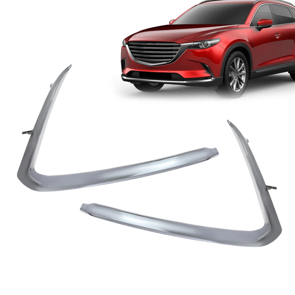 Juego de molduras de parachoques cromadas para el lado del conductor y del pasajero delantero para Mazda CX-9 2016-2022 Foto 2 de 4