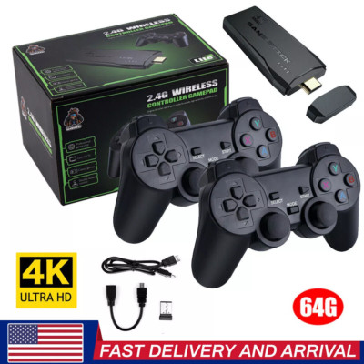 4K Retro Game Console Plug&Play 20000+ Video Game Stick+2x Wireless Controllers