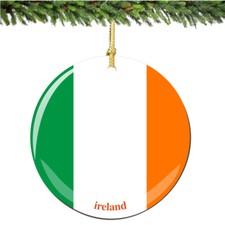 Ireland Flag Porcelain Ornament - Irish Christmas Souvenir Travel Gift