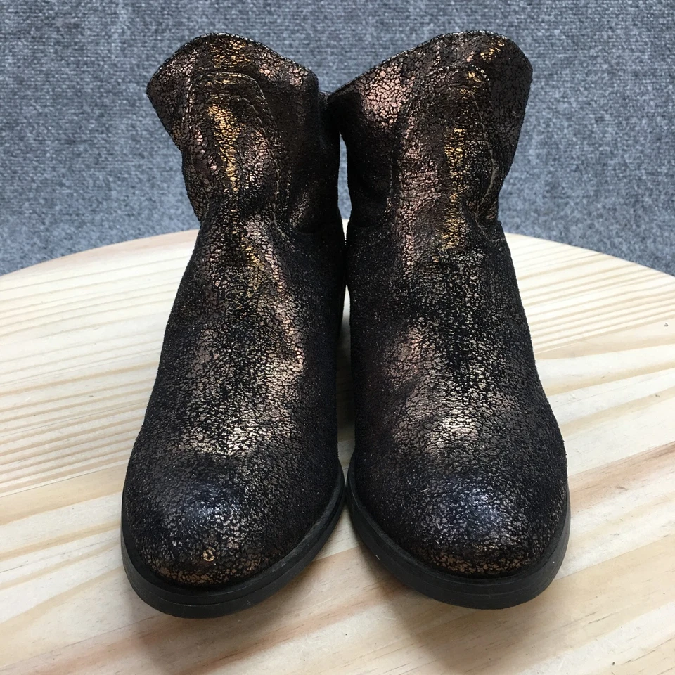 Botas femininas sem classificação 9,5 Sagitta metálica com zíper nas costas tornozelo preto dourado - Imagem 4 de 4