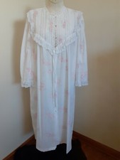 Vintage Barbizon Nightgown Ruffles Lace Front Buttons Up Size Med.