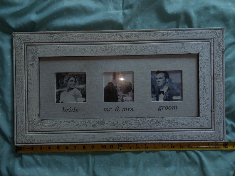 Mud Pie 3 Picture Bride/Mr. & Mrs./Groom Wedding Photo Rectangle Frame 24x13