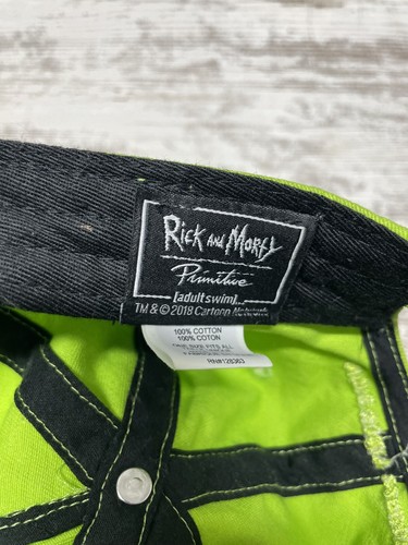 Rick and Morty Primitive Hat Strap Back Lime Green Adult Adjustable - Picture 7 of 7