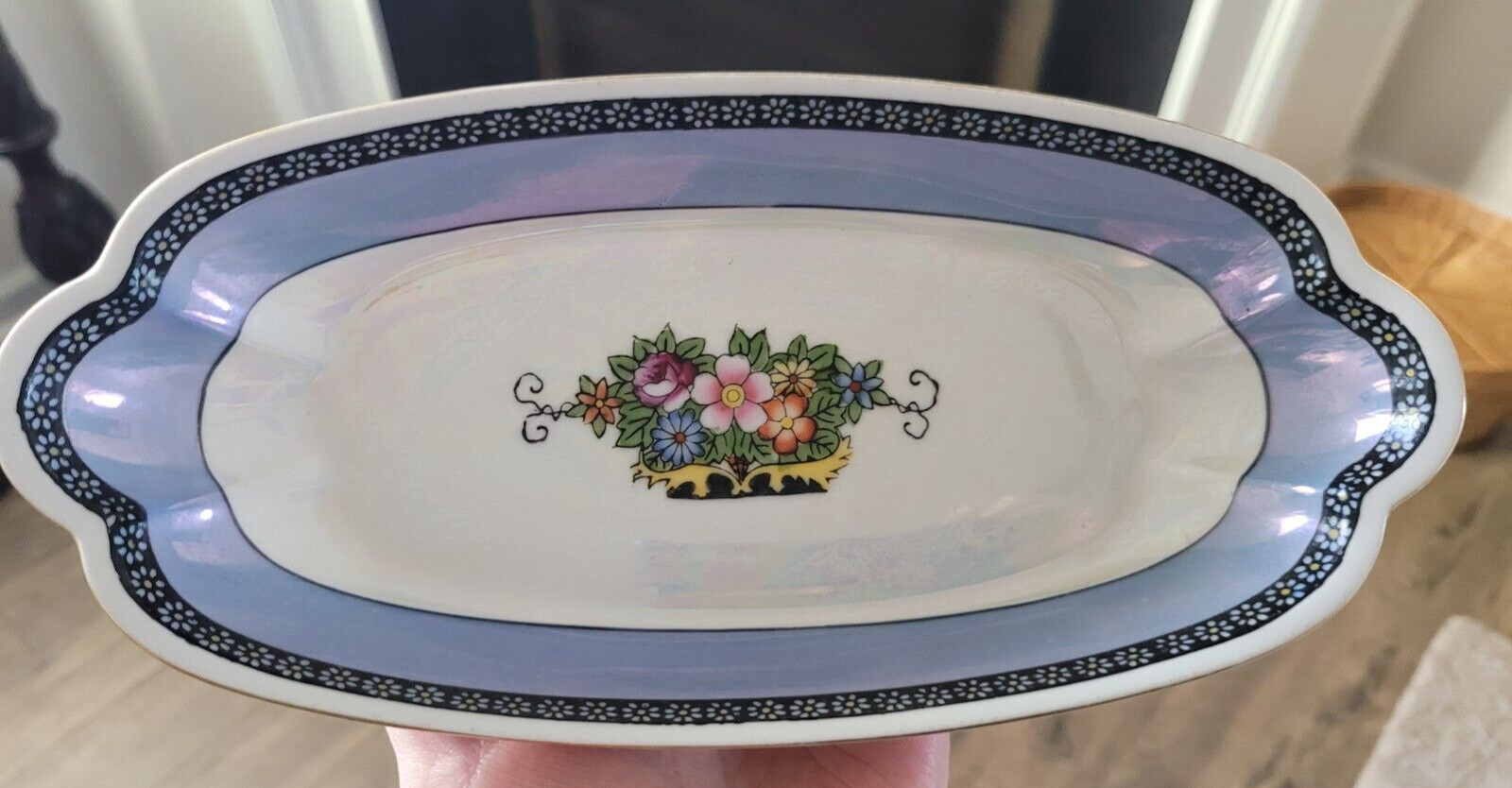 Vintage Noritake Dish Hand Painted Made in Japan Flowers Floral Oval Dish