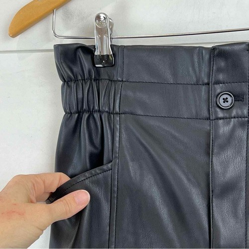 MADEWELL Vegan Faux Leather Paperbag Pants Women’s Size 0 Black - Picture 5 of 14