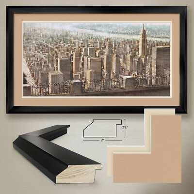 44W''x26H'' CITY VIEW OF MANHATTAN by MATTHEW DANIELS DOUBLE MATTE, GLASS & FRAME