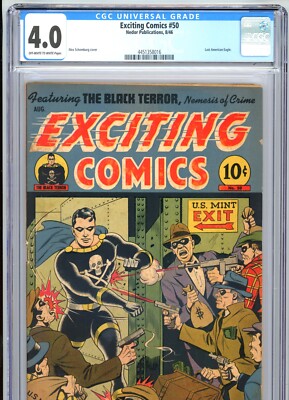 Exciting Comics #50 CGC 4.0 OW-WP Schomburg Cover Black Terror Nedor 1946