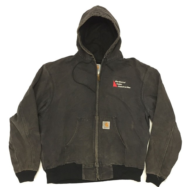 Carhartt Workwear Duck Canvas Hoodie Jacket Size XL Black Gray Vintage