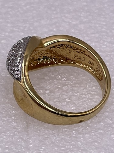 PAJ BB Gold Two Tiny Diamonds Twist Band Ring Size 6 - Picture 5 of 7