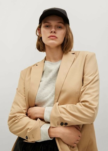 Brandneu mit Etikett Mango Damen strukturierter Baumwollblazer Größe UK 8 - Bild 4 von 9