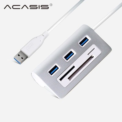 Acasis USB 3.0 Aluminum Hub Card Reader 3 Ports SD/TF/CF Slot  for MacBook