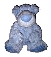 Aurora Baby Teddy Bear Blue Soft 10in Sitting Plush Ribbed Feet Sewn Eyes