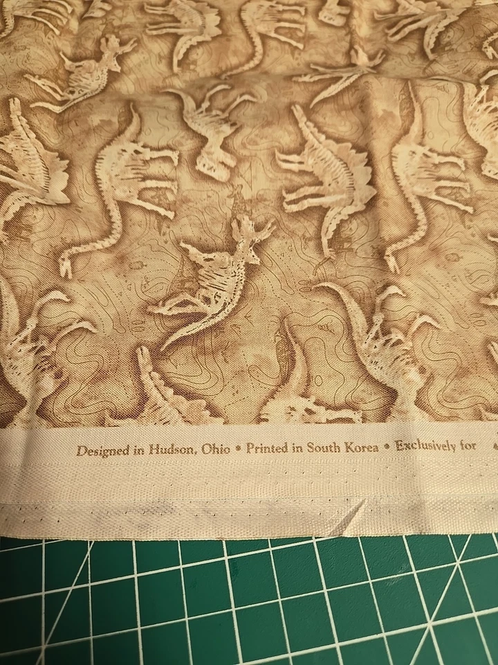 Jo ANN COTTON Fabric BY THE HALF YARD Prehistoric Dinosaur Fossil Bones 1/2 New - Image 4 of 4