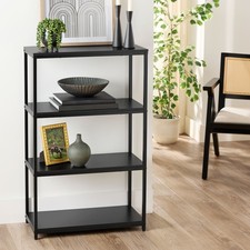 4-Shelf Metal Frame Bookcase Black Finish