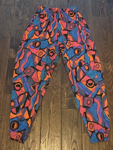Vintage 80s 90s Memphis Style Jogger Pants Neon Abstract Geometric USA Made Sz L