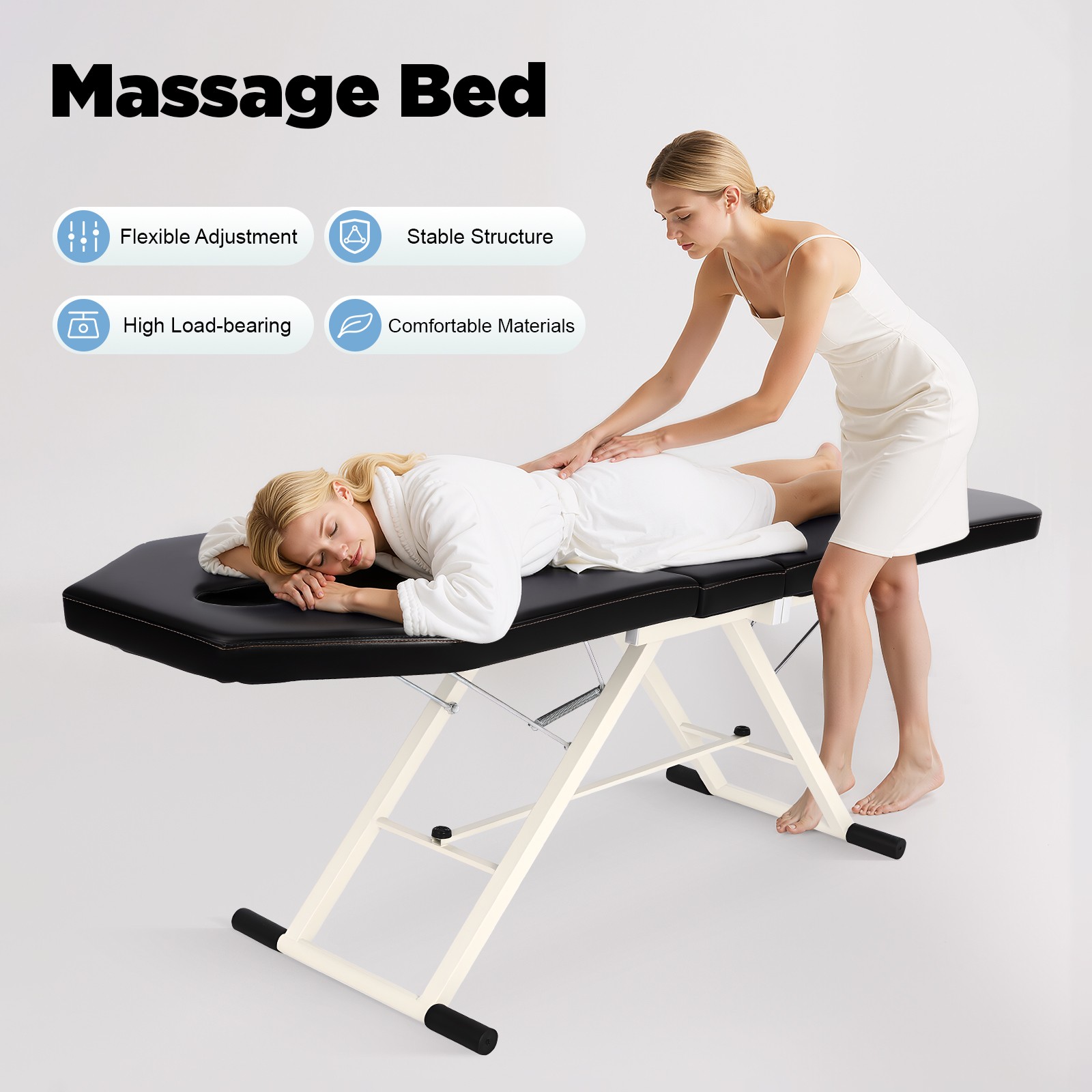 Salon SPA Beauty Bed Tattoo Facial Adjust faltbare Massagetisch Stühle Black NEU