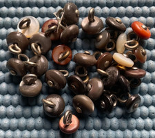 30 Antique MOP Boot Shoe Buttons - Colorful - Bear Eyes Crafts - Old Lot