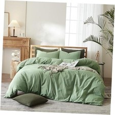 Soft Sage Green Duvet Cover Twin 3 Twin 68"x86" Washed Cotton Light Green