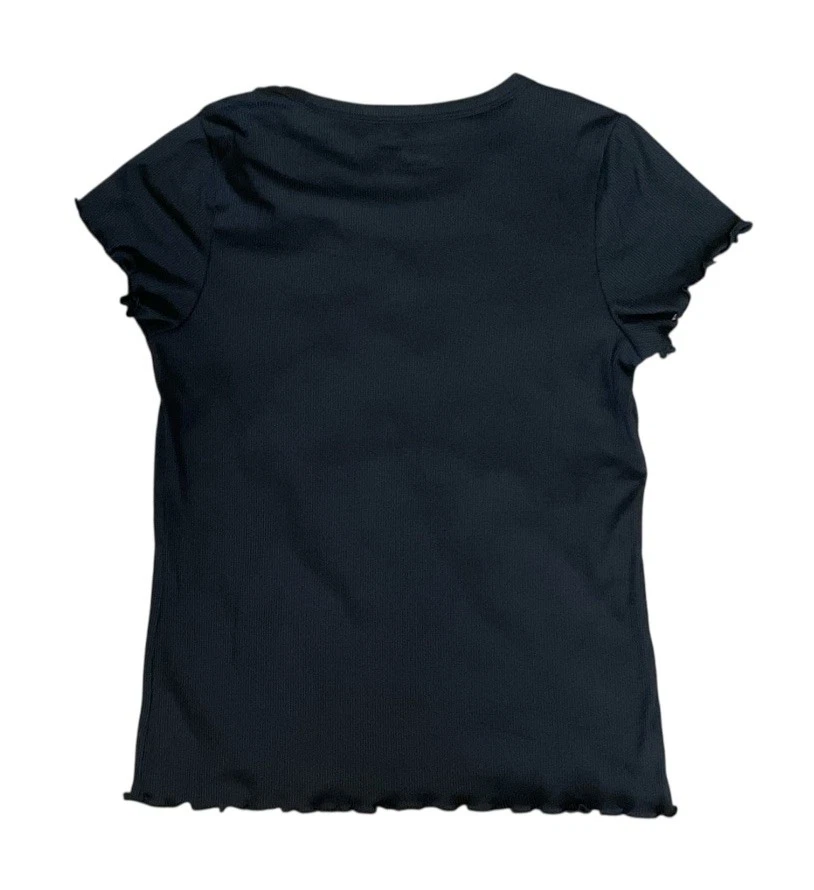 NWT Skechers Top Youth Girls L Black w Pink Flower Logo Shirt - Image 2 of 2