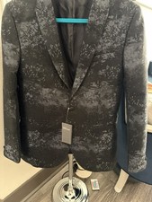 H&M  Navy Blk Sz 40 Unisex Trim Fit Jacket Bl...