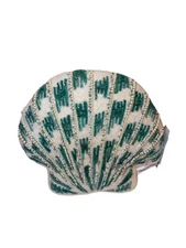 Coastal Collection Beaded Seashell Accent Pillow Beach Ocean Decor Teal Ivory