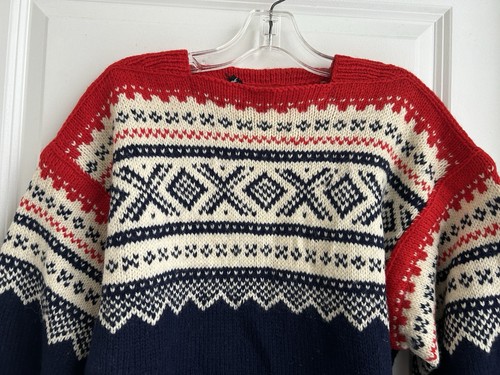 VTG Norse Knits Fair Isle Sweater Norway Made Hand Knit Mens L Wool Ski 1960’s, $89.99 - Photo 8