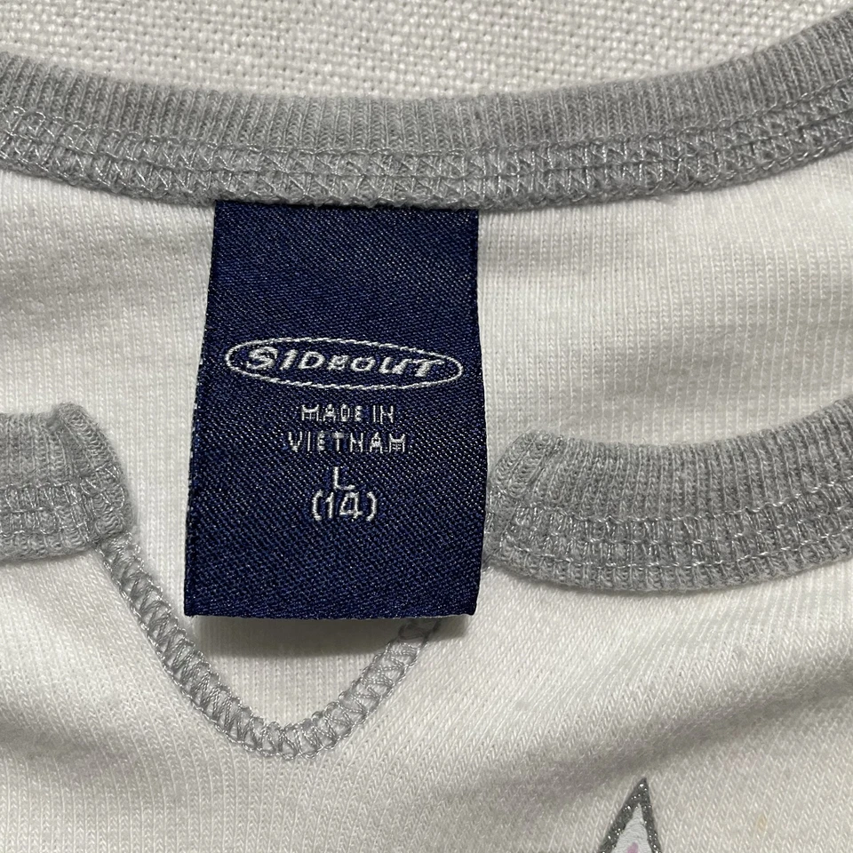 Винтажная футболка для девочек большой размер 14 белый серый с длинным рукавом реглан топ Y2K 2000-е - Изображение 3 из 4