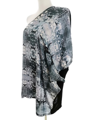 Next Size 16 (44) Grey Tunic Blouse Viscose 100% Sleeve 3/4 Crystals - Picture 2 of 5