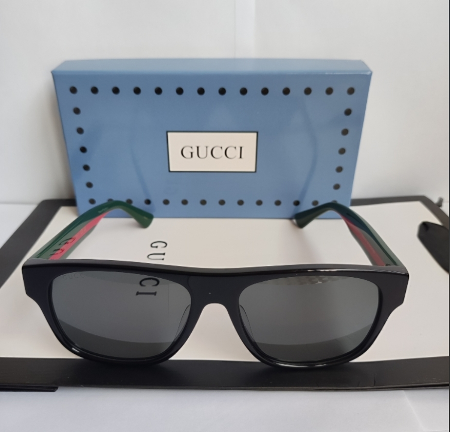 Authentic Gucci GG0340S BLACK FRONT BLACK/GREEN/RED STRIPE Gray