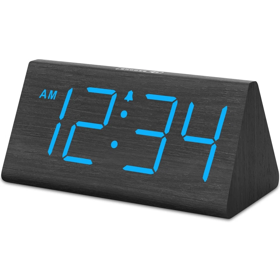 Wooden Digital Alarm Clock USB Port Loud Alarm Adjustable Volume Dimmer - Image 2 of 4