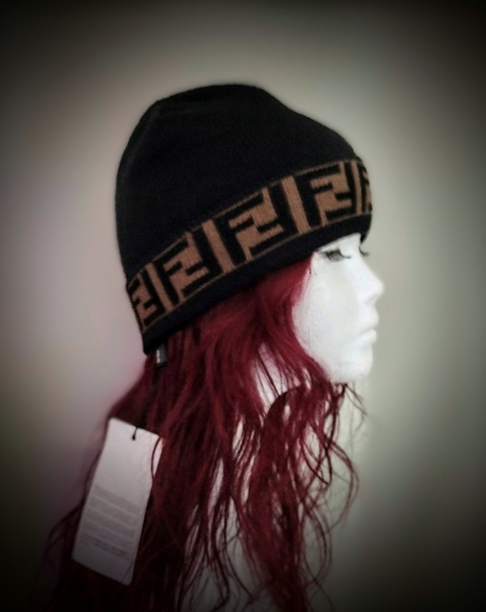 AMAZING FF Motif Trim FF LogoFendi Unisex Black/Brown Knitted New