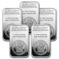 5 oz Silver Bar - APMEX (Lot of 5)