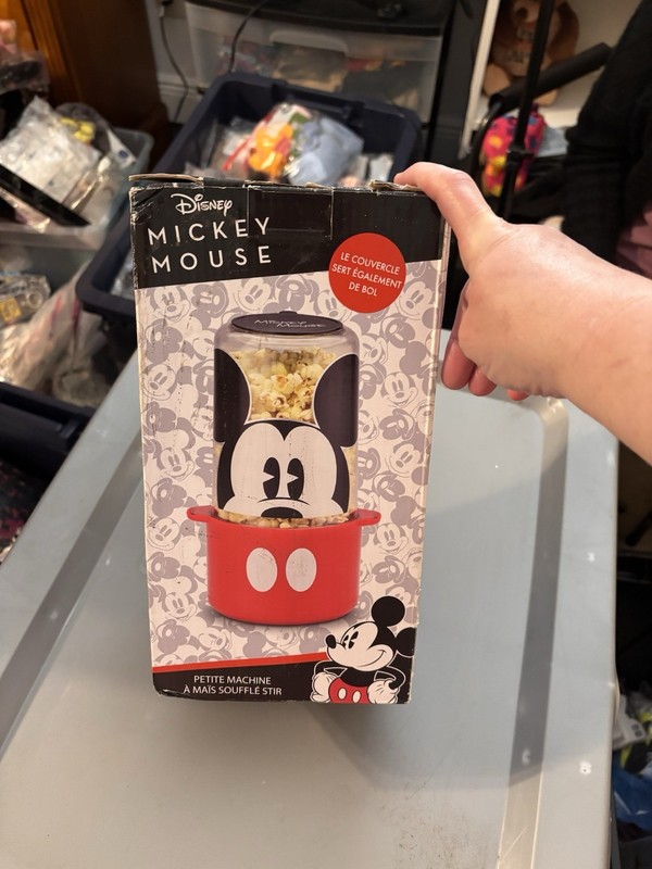 Disney Mickey Mouse Electric Hot Air Popcorn Maker Non-Stick Removable Top Red